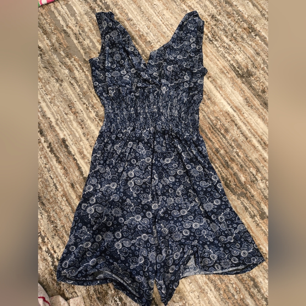 Navy Blue Floral Jumpsuit